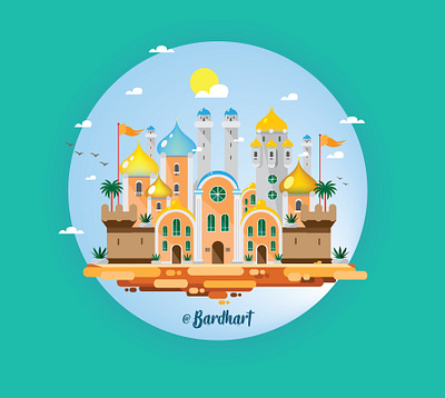 The Palace on my Dreams bardhart city illustration dream dribbble dribbleartist dribblers gold illustration illustration art palace vector vector art vector illustration vectors