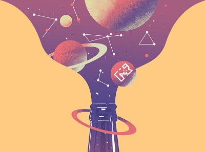 Space in a bottle animation bottle bottle design constellations design flat flat art galaxy illustration jupiter planet ring saturn space space illustration spaceman spaceship stars vector visual