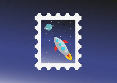 Saturn stamp. childrens illustration dibbbbleweeklywarmup dribbble best shot flat design illustration illustration art illustration design illustrator personal project spaceship vector vector art