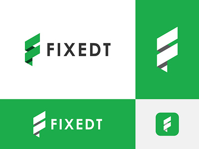 F for FIXEDT app brand identity branding business creative design f letter f logo flat green icon identity lettermark logo logo presentation monogram mursalin sumon unique web