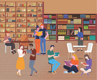 laibrary illustration adobe illustration adobe illustrator books design graphicdesign illustration illustration art library reading student vector