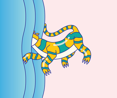 tiger in water animal illustration color blocking flat design flat illustration illustration linework stripes swimming tiger water