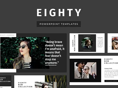 EIGHTY Powerpoint Template black deck design eighty elegant fashion google slide keynote model pitch powerpoint ppt pptx presentation presentation layout simple slide template