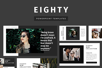 EIGHTY Powerpoint Template black deck design eighty elegant fashion google slide keynote model pitch powerpoint ppt pptx presentation presentation layout simple slide template