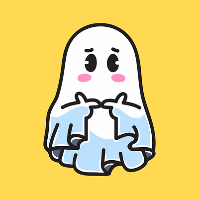 Cute Ghost Doodle Cartoon Illustration art artwork branding colorful cute design ekspression funny ghost graphic design illustration kawaii logo nft nft art shy ui