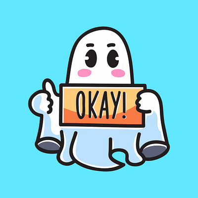 Cute Ghost It's Okay Doodle Cartoon Illustration art artwork branding cartoon colorful cute design doodle ghost graphic design illustration its okay logo okay ui