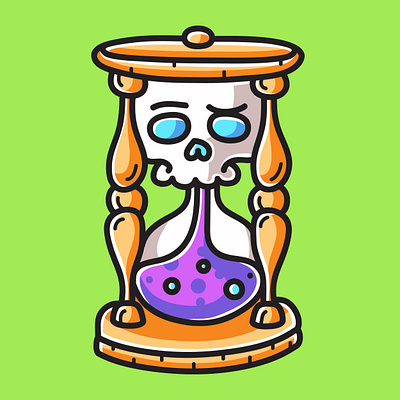 Skull Hourglass Doodle Cartoon Illustration art artwork branding cartoon colorful cute design doodle graphic design hourglass illustration logo nft ui