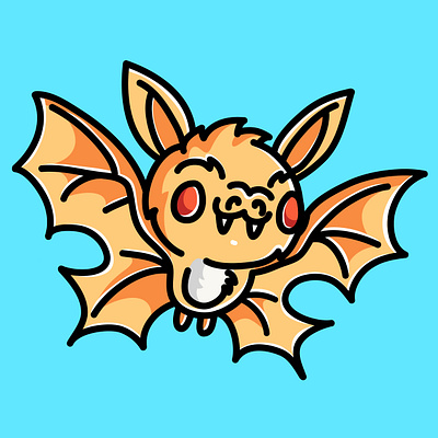 Cute Bat Doodle Cartoon Illustration art artwork bat branding cartoon colorful cute design doodle graphic design illustration logo nft ui