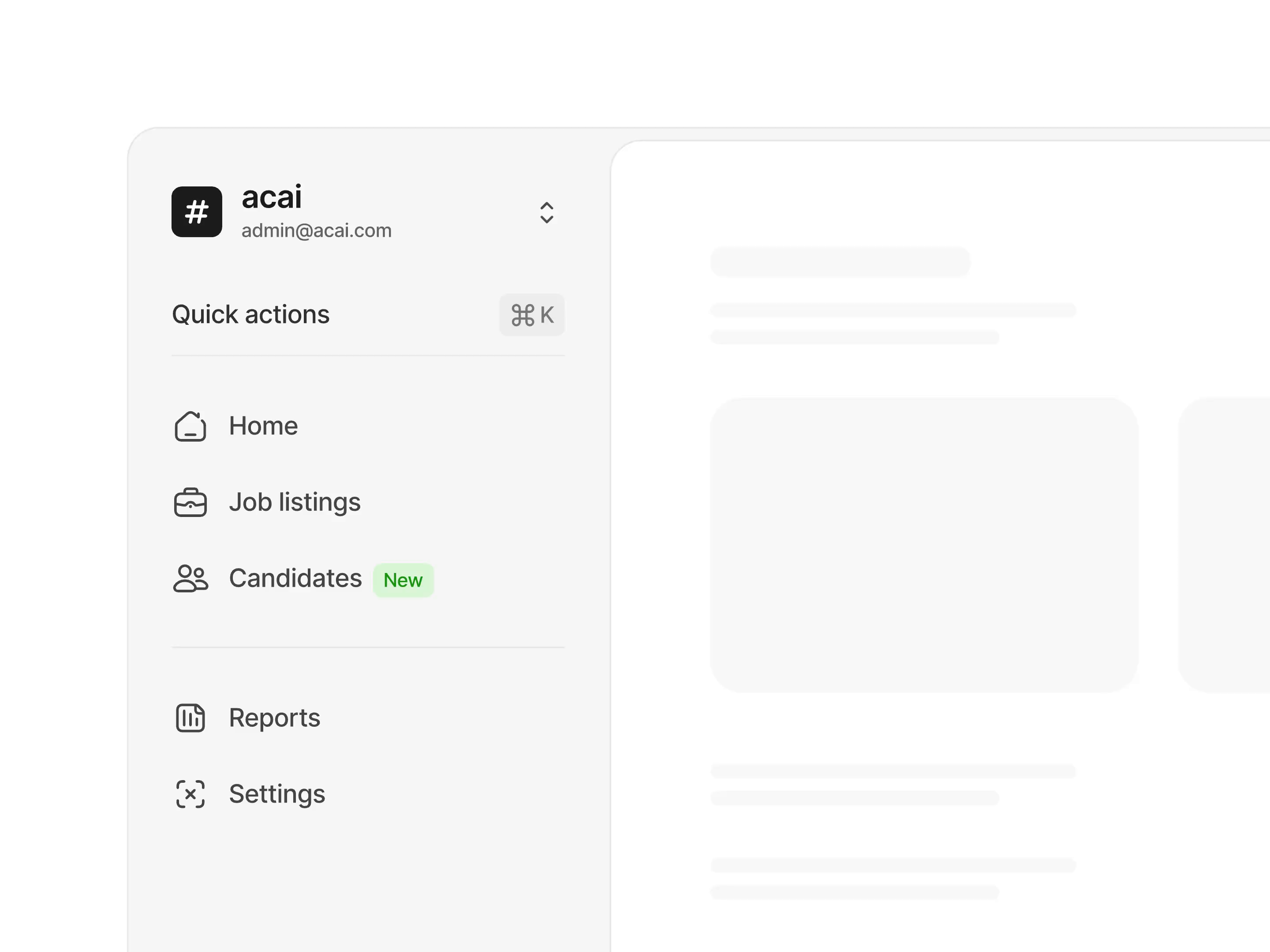 Example of Sidebar Quick Actions: Integrations