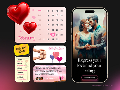 🎨 Valentine's Week UI Concept 💖 3d android app app ui preview branding calendar cards design design graphic design illustration ios iphone logo love ui ux valentines week valentinesday valentineswidgets widgets