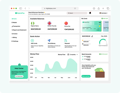 DIGITAL PAY WEB APP DASHBOARD UI