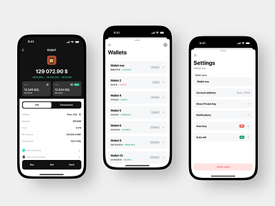 Crypto Copy & Trade wallet App 👻 app coin crypto mobile settings trade ui ux wallet