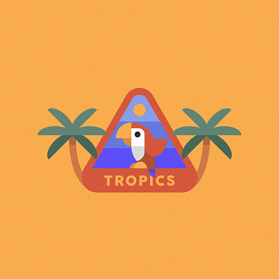 Tropical Badge badge bird bird logo colourful cute flat illustration illustrations island palm tree paradise parrot stamp tropical