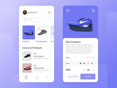 Shoe Store Mobile Application adidas app application application ui blue casual design footwear gradient gradients icons mobile app nike running shoe shoe shop store xd