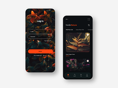 Flower Store Mobile App app application flower flowers green iphone leaf leaves login mobile mobile app nature plant plants sign in store tree ui ux