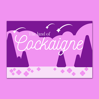 Cockaigne Postcard huevember illustrator magenta postcard travel typography vector