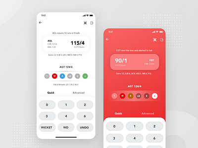 Cricket Scorecard app app ui application cricket design designer ios iphone red score scorecard ui ui design ui designer ui ux uidesign ux