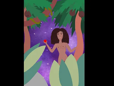 Eve was an independent black woman black women body drawing feminism feminist flat design girls power hair hand drawing jungle naked natural hair women women empowerment