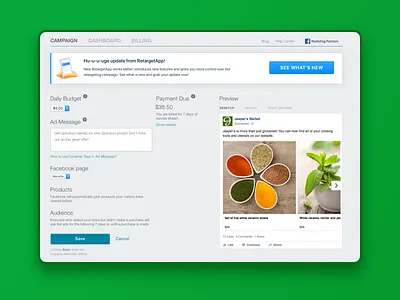 Migration to new version. RetargetApp adaptive banner interface migration mobile modal product design responsive transfer ui update upgrade ux