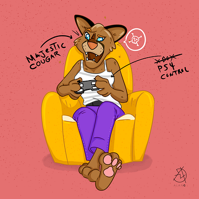 Cougar Playing Video Games