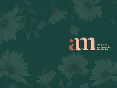 AM studio for massage branding a am branding elegant feminist flowers initials logo m massage monogram pink relax serif spa studio stylish typography visual identity woman