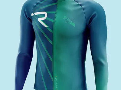 RADIANT - Front blue ciclismo creative cycling cyclist diagonal geometric green illustrator jacket jersey lightanddarkstudio mockup neon photoshop radiant rogersport vector