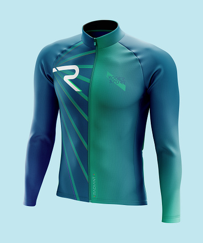 RADIANT - Front blue ciclismo creative cycling cyclist diagonal geometric green illustrator jacket jersey lightanddarkstudio mockup neon photoshop radiant rogersport vector