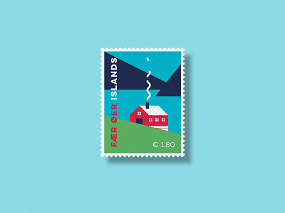 Fær Øer Islands - Postage Stamp badge flat geometry graphicdesign icon illustration logo minimal stamp vector