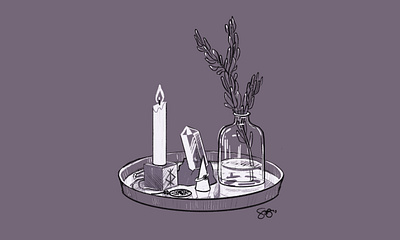 A Minimal Modern Witch's Vanity digital illustration halloween art procreate story art witchy