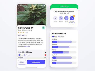 Cannabis Mobile App analytics animation app cannabis chart ecommerce interaction ios iphone mobile product design ui ux weed