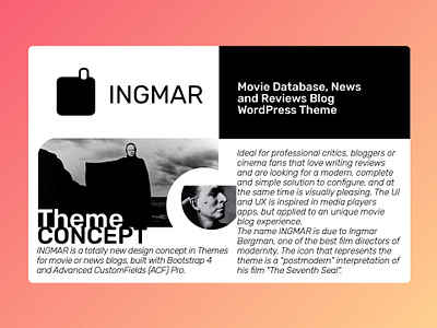 INGMAR - Movie News, Reviews and Blog WordPress Theme - Concept blog cinema concept design design graphic design interface design minimalistic movies news reviews typography ui ux web website wordpress design wordpress theme