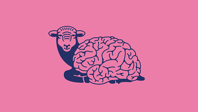 Sheepish and Brainy adobe illustrator brain branding character design digital art double meaning flat icon illustration logo minimal sheep vector wit