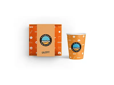 Stanley Burgers Food Packaging beach box branding burger cup design icons illustration orange packaging
