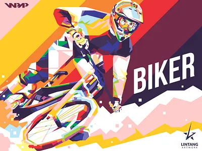 BIKER animation bike biker branding classic coreldraw design hobby illustration illustrator mountain bike nike race sport sports vector website wpap