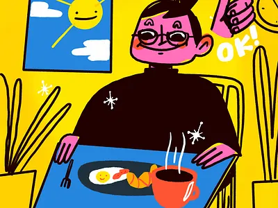 Breakfast character design illustration procreate