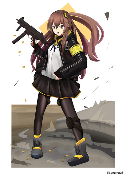 ump45 from girl s frontline anime expressions fanart illustration