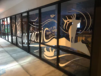 Hand painted window mural handpainted murals sign painting window painting