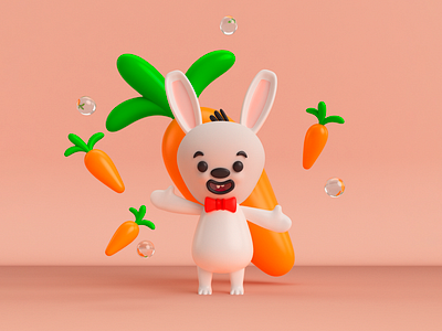 Rabbit! 3d animals c4d character composition cute design illustration ilustración personajes