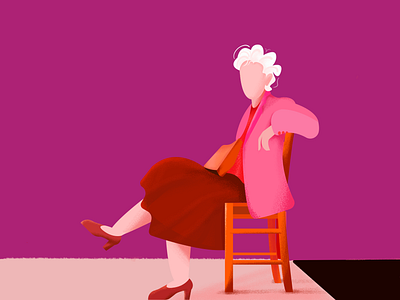 A fashionable old lady design illustration ui 插图