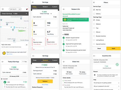 Rapido captain Earnings design earning minimal mobileapp money sketch ux