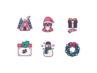 Lovely Christmas Elements avatar characterdesign christmas color colors cute elements graphic design icons illustration