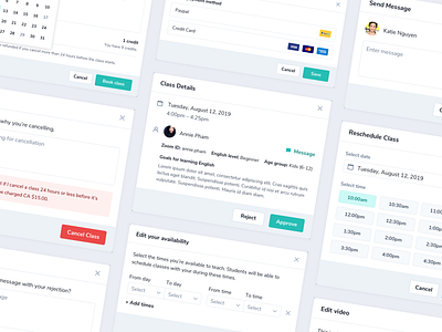 Teaching App – Modals booking dashboard minimal modal modal window overlay scheduling ui uiux