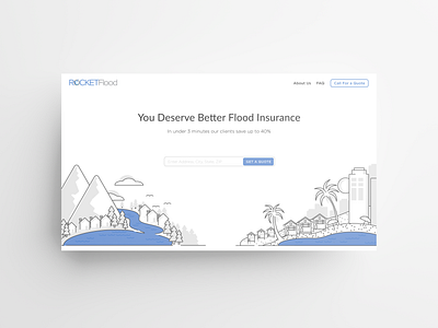 Rocket Flood Landing Page design digital illustration illustration line art ui vector