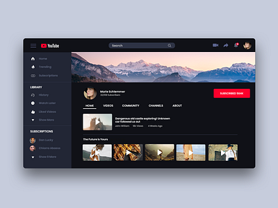 YouTube Dark Mode app application color dark dark app design graphic design interface player players playlist ui ux video web youtube