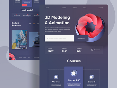 Learning 3D Website Design - Home Page 2019 trends 2020 3d 3d landing page blender 2.8 cinema4d design landing page ui landingpage mobile ui uidesign uidesigner uiux web web design webdesign website website design websites