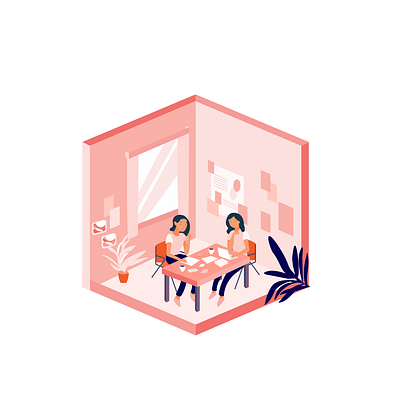 Discussion Room adobe adobe illustrator design flat girls girls night graphic icon illustration illustrator pastel room ui vector web work