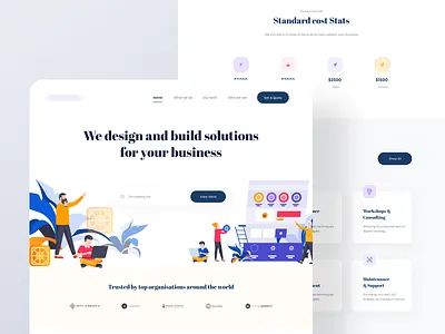 Landing Page Design for SAAS Agency 2019 design trend charecter design design agency digital agency exploration footer design homepage design illustraion landing design landing page design layout design software agency software website design typogaphy user experience user interface design web card design website concept website design
