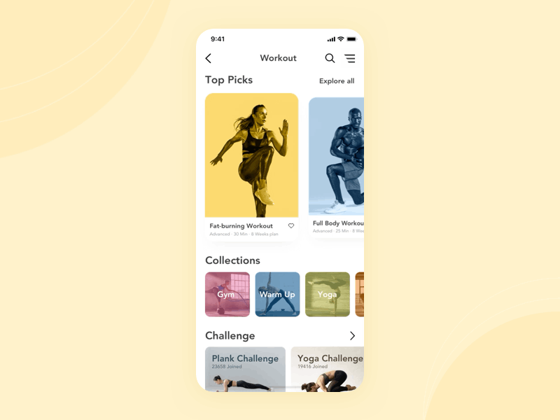 Fitness App Animation animation app design fit fitness fitness app ui ux workout workout app