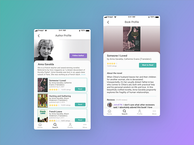 Book Community app app books design profile ui ux