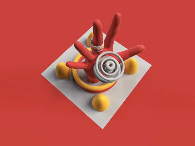 red hand 3d 3d art abstract abstract art abstraction adobe dimension ball design dimension hand handlettering illustration red shape yellow